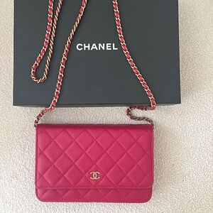 Authentic Dark Pink Chanel caviar WOC 2021